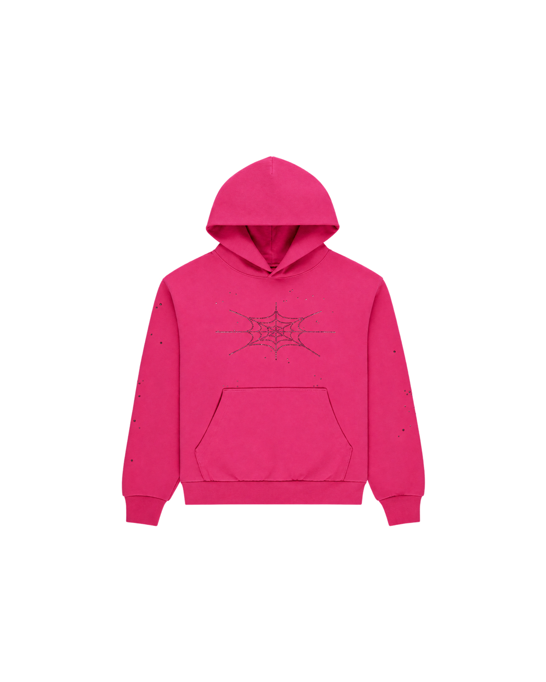 SP5DER Rhinestone Silk Hoodie — Pink — Front