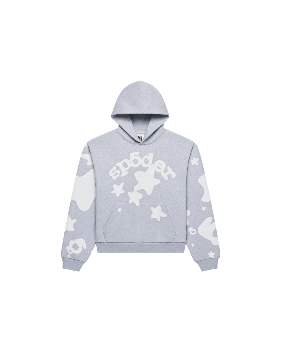 SP5DER Beluga V2 Star-Print Hoodie — Heather Grey — Front