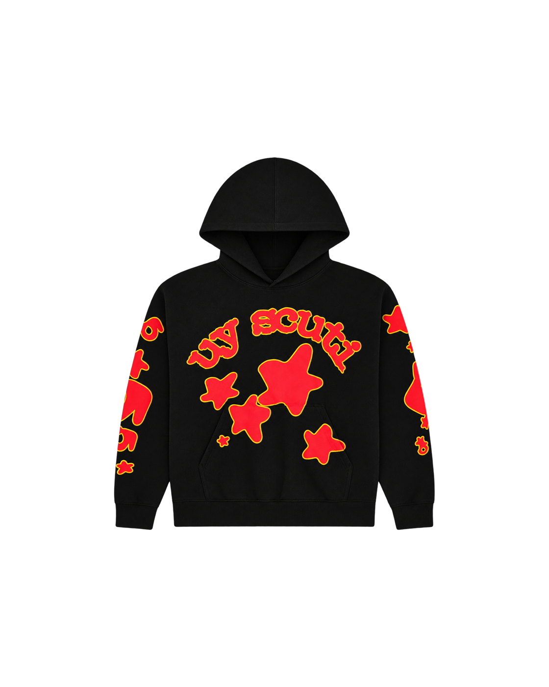 SP5DER UY Scuti Star Hoodie — Black / Red — Front