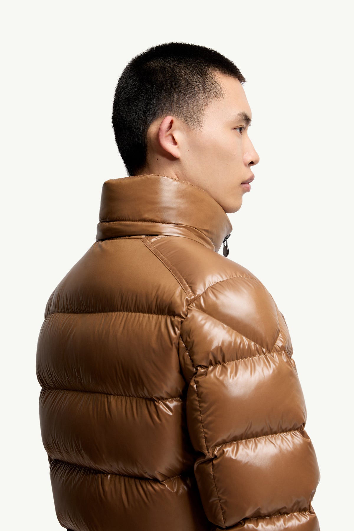 Moncler Maya Glossy Hooded Down Jacket — Beige — product view 7