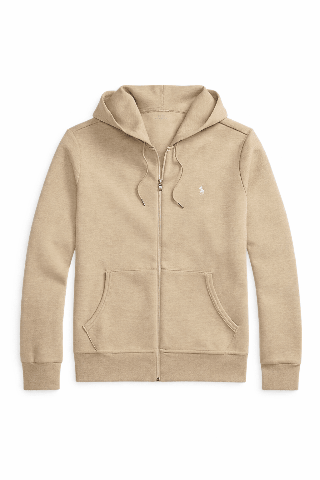 Polo Ralph Lauren Classic Full-Zip Hoodie — Beige / Navy Logo — Front