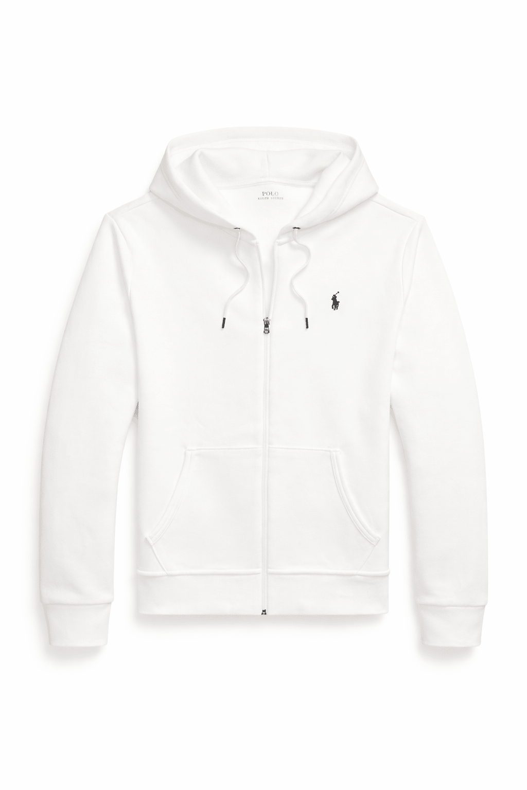 Polo Ralph Lauren Classic Full-Zip Hoodie — White / Navy Logo — Front