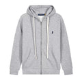 Polo Ralph Lauren Contrast-Drawstring Full-Zip Hoodie — Light Grey / Navy Logo — Front