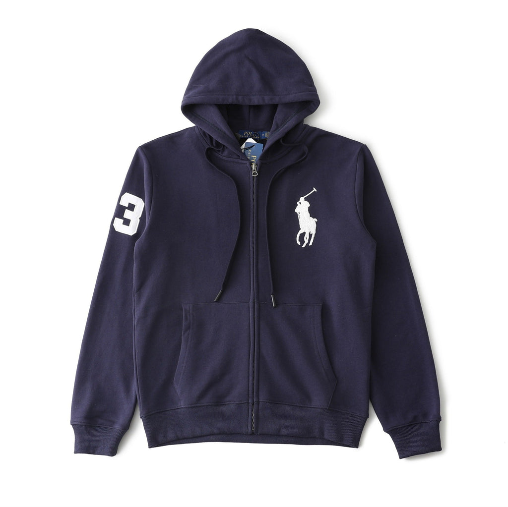 Polo Ralph Lauren Big Pony Full-Zip Hoodie — Navy / White Logo — Front
