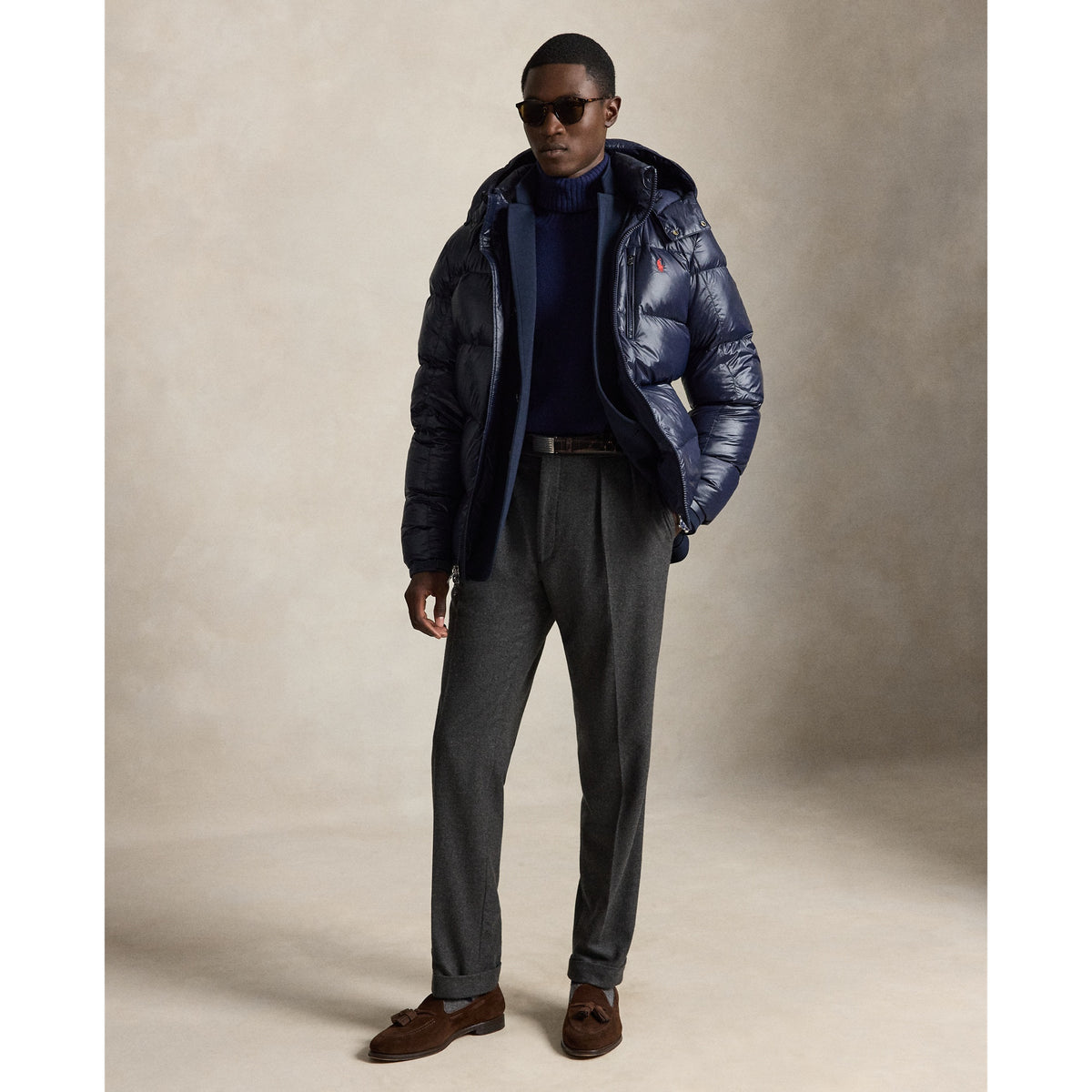 Polo Ralph Lauren Gorham Glossy Down Jacket — Collection Navy — product view 3