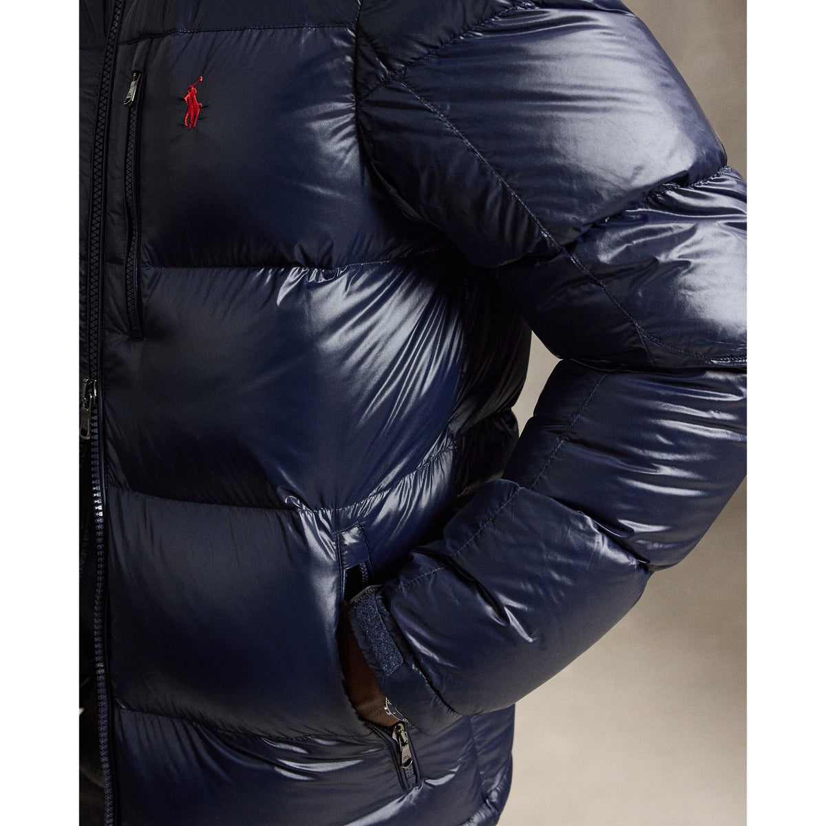 Polo Ralph Lauren Gorham Glossy Down Jacket — Collection Navy — product view 6