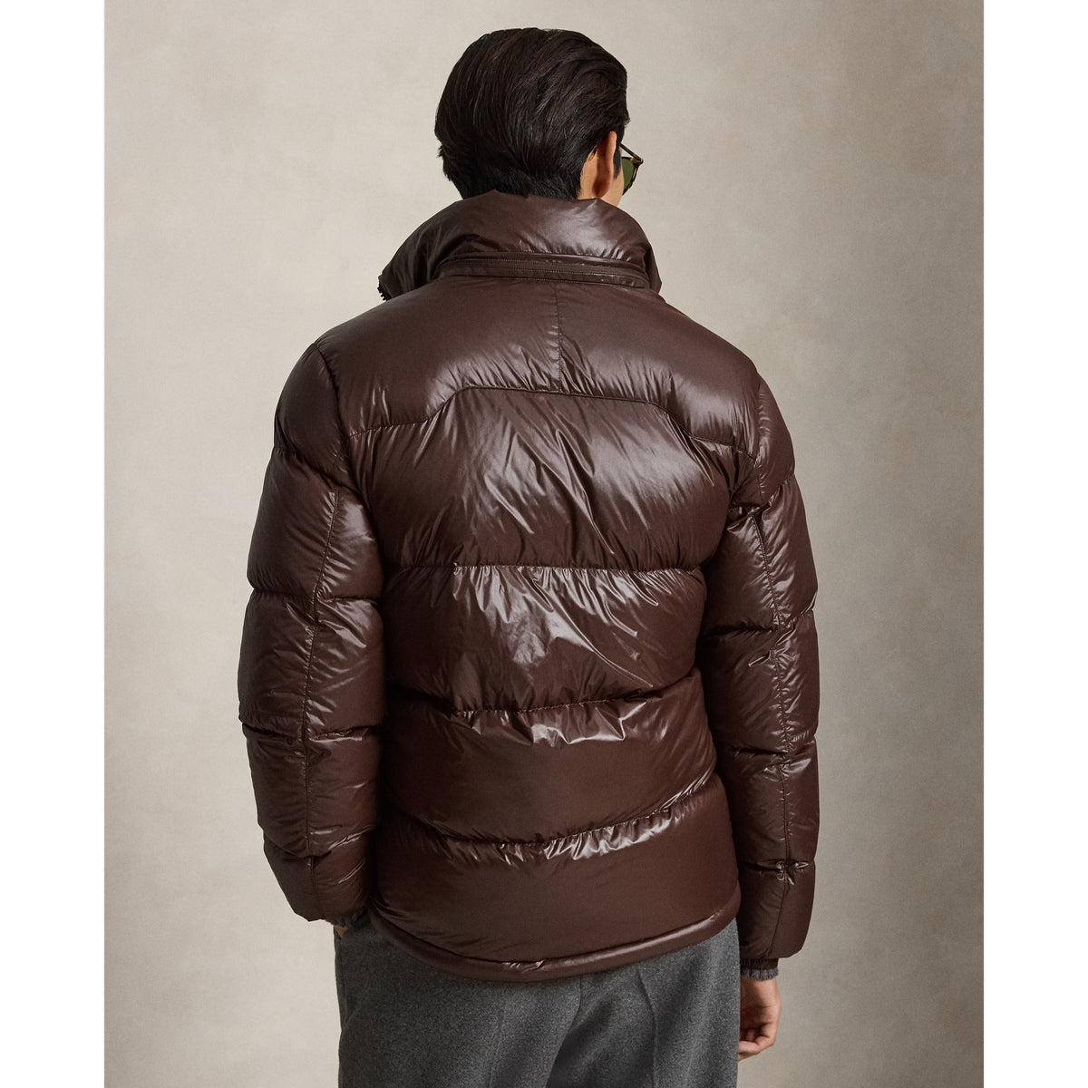 Polo Ralph Lauren Gorham Glossy Down Jacket — Nutmeg Brown — product view 4