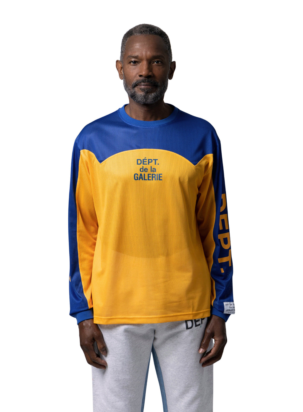 GALLERY DEPT. Western Sport Elegant Mesh Long Sleeve — Gold Yellow/Blue — styled view