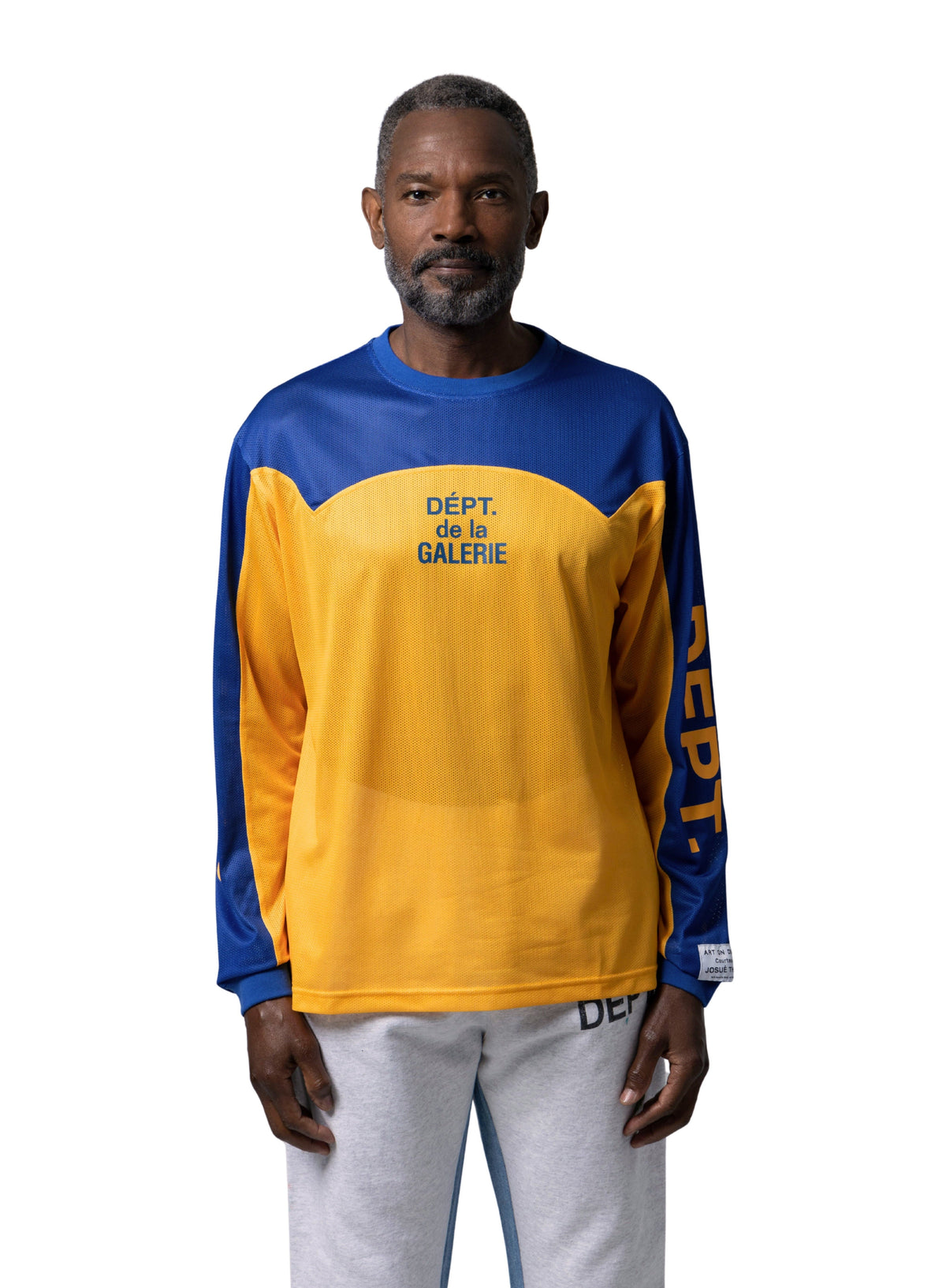 GALLERY DEPT. Western Sport Elegant Mesh Long Sleeve — Gold Yellow/Blue — styled view